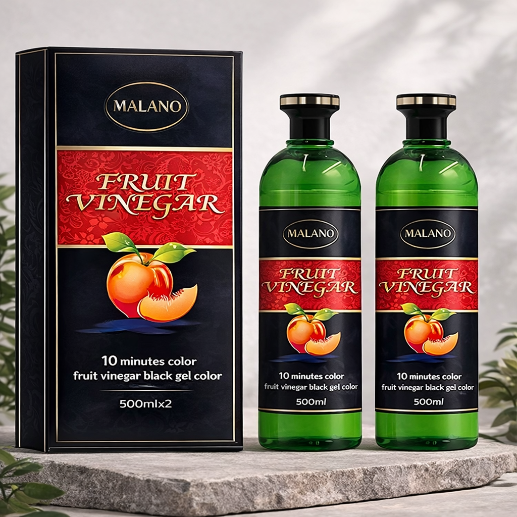 Fruit vinegar hair colour gel product bottles and box