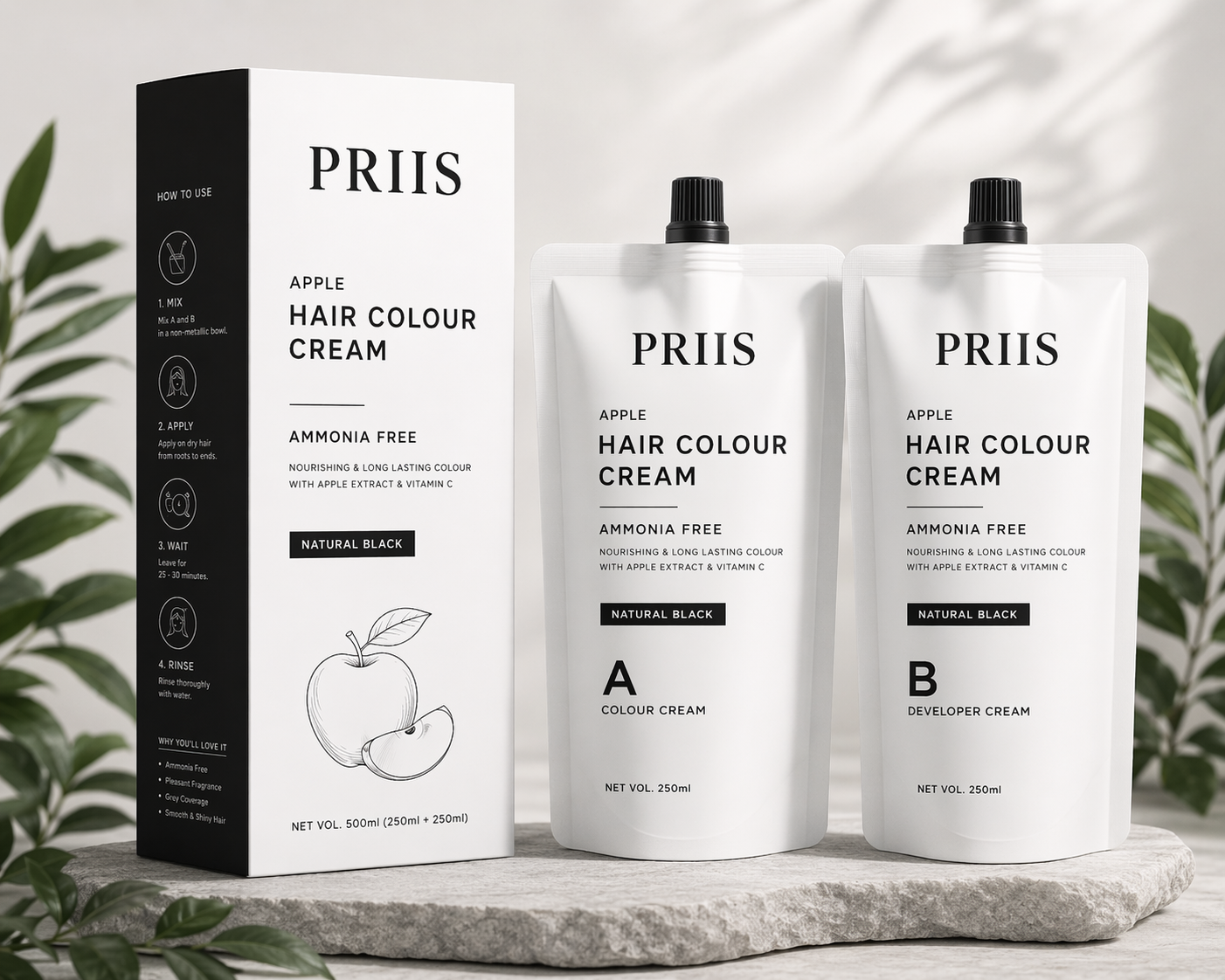 PRIIS hair colour cream product collection for private label supply