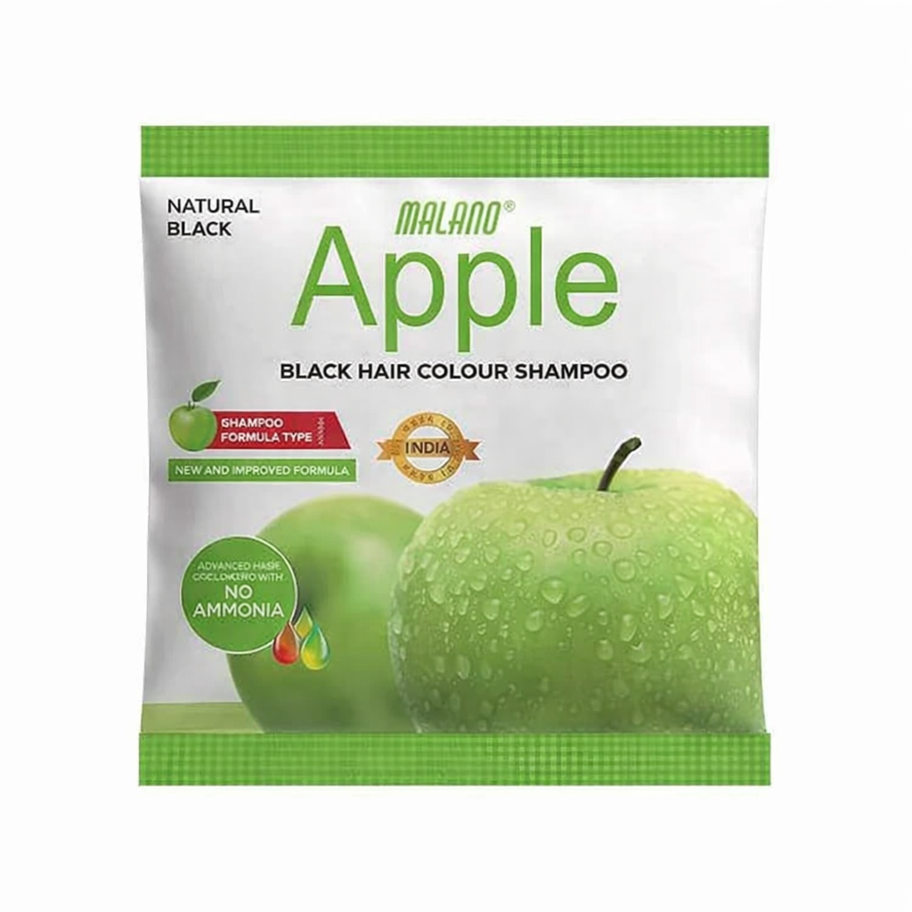 Apple hair colour shampoo sachet pack for private label supply